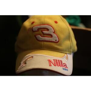 Vintage Dale Earnhardt Jr #3 Nilla Wafers NASCAR Strapback Hat Yellow Promo Cap